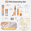 image:imageNicpro 17 PCS Compass Geometry Set for Students Drafting Tools Math Protractor Compass with Rulers Mechanical Pencil Square Set Box of Protractors Kit for Class Supplies Back to School SuppliesOrange