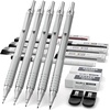 image:imageNicpro 6 PCS Art Mechanical Pencils Set Metal Artist Drafting Pencil 03 amp 05 amp 07 amp 09 mm and 2mm Lead Holder4B 2B HB 2H For Art Writing Sketching DrawingWith Lead Refills Erasers Storage Box