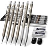 image:imageNicpro 6 PCS Art Mechanical Pencils Set Metal Artist Drafting Pencil 03 amp 05 amp 07 amp 09 mm and 2mm Lead Holder4B 2B HB 2H For Art Writing Sketching DrawingWith Lead Refills Erasers Storage Box