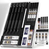 image:imageNicpro Black amp Pastel Mechanical Pencil Set 5 Size Metal Drafting Pencils with 15 Tubes Lead Refill 5 PCS Eraser and 18 PCS Eraser Refill for Student Writing Drawing Sketching with Cute Case