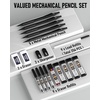 image:imageNicpro Black amp Pastel Mechanical Pencil Set 5 Size Metal Drafting Pencils with 15 Tubes Lead Refill 5 PCS Eraser and 18 PCS Eraser Refill for Student Writing Drawing Sketching with Cute Case