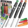 image:imageNicpro 3 Pack 7in1 Magnetic Carpenter Pencils with Sharpener CP5000 Construction Mechanical Pencil30 Refill Deep Hole Marker for Construction Woodworking Pencil Carpenter Tools for MarkingBlack Orange Green Red