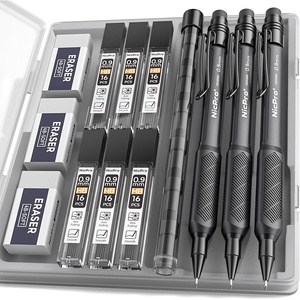 image:imageNicpro 07 mm Mechanical Pencil Set with Case 3PCS HD1000 Mechanical Pencils 07 With 6 Tube HB Lead Refills Eraser Weatherproof Barrel for Outdoor Writing Drafting Drawing Sketching09mm3 Pcs
