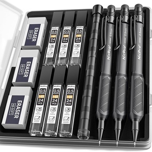 image:imageNicpro 07 mm Mechanical Pencil Set with Case 3PCS HD1000 Mechanical Pencils 07 With 6 Tube HB Lead Refills Eraser Weatherproof Barrel for Outdoor Writing Drafting Drawing Sketching05mm3 Pcs