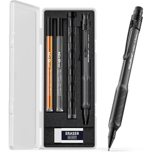 image:imageNicpro 3 PCS 13 mm Mechanical Pencils Set 3 Colors with 51 Lead Refill 3 Eraser  Weatherproof Barrel Pencil Heavy Duty Carpenter Pencil HD1000 for Outdoor Marking Drafting Drawing WoodworkingBlack