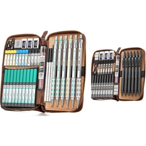 image:imageNicpro 30PCS Black Metal Mechanical Pencil Set in Leather Case Blocky Gear 40PCS Metal Mechanical Pencil Set in Leather Case