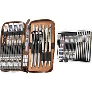 image:imageNicpro 37PCS Metal Mechanical Pencil Set with 30PCS Art Mechanical Pencil Set in Leather Case