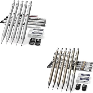 image:imageNicpro 6 PCS Art Mechanical Pencils Set Metal Artist Drafting Pencil 03 amp 05 amp 07 amp 09 mm and 2mm Lead Holder4B 2B HB 2H For Art Writing Sketching DrawingWith Lead Refills Erasers Storage Box