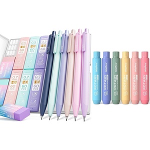 image:imageNicpro 6 Pack Rotary Retractable Erasers Soft TPE Twist Erasers in Cute Rainbow Colors with 6PCS Pastel Mechanical Pencil Set with Case