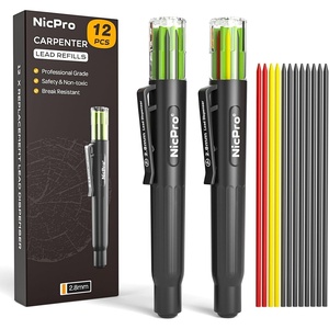 image:imageNicpro 6 Pieces Carpenter Pencil Lead Refills 28mm Lead Refill for Mechanical Carpenter Pencil Break Resistant 28 mm Leads for Construction Pencils Woodworking Pencils Black12 Pieces