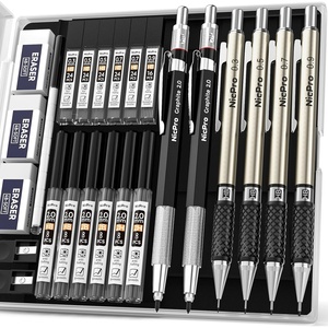 image:imageNicpro 6PCS Art Mechanical Pencil Set 4PCS Metal Drafting Pencil 03mm 05 mm 07 mm 09 mm amp 2PCS 2mm Lead Holder 2B HB 2H For Writing Sketching Drawing With Lead Refills Case