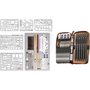 image:imageNicpro Architect Drafting Tools and Mechanical Pencil Set in Leather Case