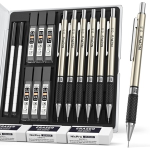 image:imageNicpro Art Mechanical Pencil Set in Case 4 PCS Metal Drafting Pencil 05 mm amp 07 mm Lead Pencil with 6 Tube HB Lead Refills 3 Erasers 9 PCS Eraser Refills for Artist Writing Drawing Sketching6 Pack 05mm