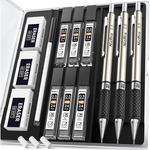 image:imageNicpro Art Mechanical Pencil Set in Case 4 PCS Metal Drafting Pencil 05 mm amp 07 mm Lead Pencil with 6 Tube HB Lead Refills 3 Erasers 9 PCS Eraser Refills for Artist Writing Drawing Sketching3 Pack 05mm