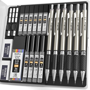 image:imageNicpro Art Mechanical Pencil Set in Case 4 PCS Metal Drafting Pencil 05 mm amp 07 mm Lead Pencil with 6 Tube HB Lead Refills 3 Erasers 9 PCS Eraser Refills for Artist Writing Drawing Sketching6 Pack 05mm07mm09mm20mm