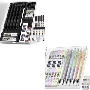 image:imageNicpro Black amp Pastel Mechanical Pencil Set 5 Size Metal Drafting Pencils with 21 Tubes Lead Refill 5 PCS Eraser and 18 PCS Eraser Refill for Student Writing Drawing Sketching with Cute Case