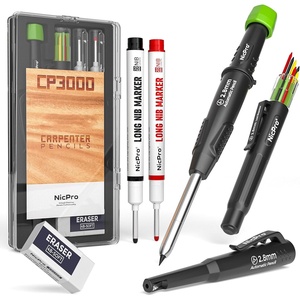 image:imageNicpro Carpenter Pencil with Sharpener CP3000 Construction Pencils with 6 Refills in a Lead Dispenser Deep Hole Long Nib Marker Pens for Construction Heavy Duty Carpenter Tools for WoodworkingCarpenter Pencil and Marker Pen
