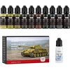 image:imageNicpro 10 Colors WWII German Armor Model Paint Set 20ml Ready to Use Modeling Acrylic Paints Brush amp Airbrush Miniature Paint Set for Tank Vehicles Crews Weapon Terrain amp Dioramas with Thinner