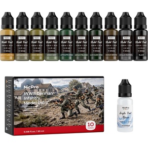 image:imageNicpro 10 Colors WWII German Infantry Model Paint Set 20ml Acrylic Military Figure Paints Brush amp Airbrush Miniature Paint Kit for Soldiers Uniforms Crews Gear Weapons amp Dioramas with 1 Thinner