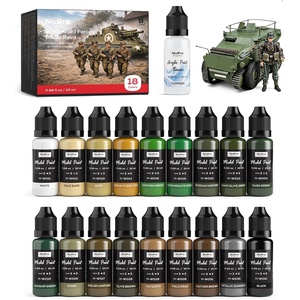 image:imageNicpro 18 Colors WWII Allied Forces Military Figure Model Paint Set 20ml Acrylic Paints Brush amp Airbrush Miniature Paint Set for Uniforms Gear Weapons Vehicles Dioramas Infantry Models with Thinner