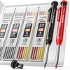 image:imageNicpro 2 Pack Carpenter Pencil with 60 PCS Carpenter Pencil Lead Refills 28mm