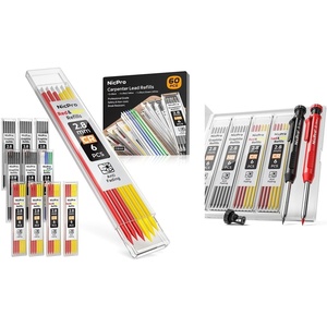 image:imageNicpro 2 Pack Carpenter Pencil with 60 PCS Carpenter Pencil Lead Refills 28mm