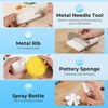 image:imageNicpro 120ml Air Dry Clay Glaze and 32 PCS Clay Tools Kit A Gloss Varnish Protects Clay from Surface Wear Pottery Tools Can be Used for Stippling Carving Molding and Shaping Crafts