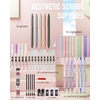 image:imageNicpro 13PCS Pastel Gel Ink Pen Set with Case  50 PCS Aesthetic School Supplies with Pen Case