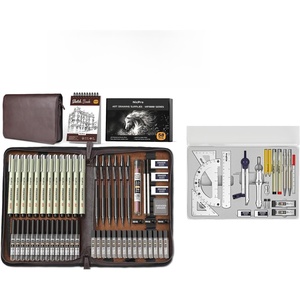 image:imageNicpro 20PCS Professional Geometry Set  58PCS Art Drawing Supplies Kit in Leather Case