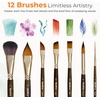 image:imageNicpro Professional Watercolor Brushes Set 12PCS Kolinsky Sable Performance Brushes for Watercolor Gouache Ink amp Fluid Acrylic Round Pointed Flat Mop Dagger Angle amp Rigger12 PCS