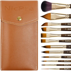 image:imageNicpro Professional Watercolor Brushes Set 12PCS Kolinsky Sable Performance Brushes for Watercolor Gouache Ink amp Fluid Acrylic Round Pointed Flat Mop Dagger Angle amp Rigger12 PCS