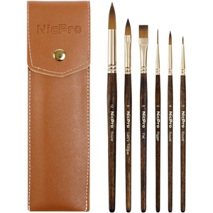image:imageNicpro Professional Watercolor Brushes Set 12PCS Kolinsky Sable Performance Brushes for Watercolor Gouache Ink amp Fluid Acrylic Round Pointed Flat Mop Dagger Angle amp Rigger6 PCS