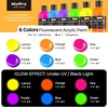 image:imageNicpro 6 Colors Large Fluorescent Acrylic Paint Set 338 oz Glow in the Black Light NonToxic amp Vibrant Neon Paint for Neon Party Decoration DIY Project on MultiSurface Canvas Rock Wood Craft845 Fl Oz Pack of 6