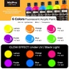 image:imageNicpro 6 Colors Large Fluorescent Acrylic Paint Set 338 oz Glow in the Black Light NonToxic amp Vibrant Neon Paint for Neon Party Decoration DIY Project on MultiSurface Canvas Rock Wood Craft4 Fl Oz Pack of 6