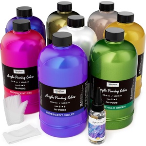 image:imageNicpro 8 Colors 338 oz Large Bulk Iridescent Acrylic Pouring Paint Supplies Kit Premixed High Flow Art Pour Paint with Silicone Pour Oil Gloves Tablecloths for Beginner DIY Ready to PourIridescent Color