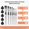 image:imageNicpro 12pcs Face Paint Brushes Set with 9 Sponges Set Professional Paint Brushes for Face Painting Body Makeup Acrylic Watercolor Oil Halloween Cosplay Party Portable Storage Case Included