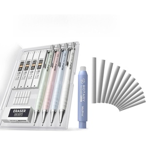 image:imageNicpro 12 Pack TPE Rotary Retractable Pen Eraser Refills 4PCS 09mm Pastel Drafting Pencils with 4 Tube HB Lead Refills
