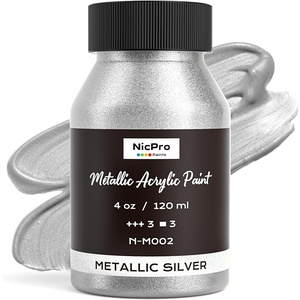 image:imageNicpro Metallic Sahara Gold Acrylic Paint 4oz120ml Large Gold Leaf Paint Non Toxic Non Fading Gold Paints for Metal Wood Craft Clay Canvas Furniture Handcrafts Art SuppliesSilver
