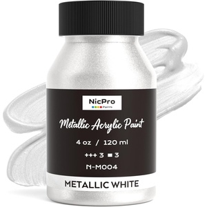 image:imageNicpro Metallic Sahara Gold Acrylic Paint 4oz120ml Large Gold Leaf Paint Non Toxic Non Fading Gold Paints for Metal Wood Craft Clay Canvas Furniture Handcrafts Art SuppliesPearl White