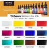 image:imageNicpro 12 Colors Liquid Watercolor Paint Set 30ml 1oz Ink Dropper Bottles  Liquid Watercolor Paint NonToxic Water Colors Painting Supplies for Calligraphy Illustration Journaling amp Crafts