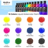 image:imageNicpro 6 Colors Liquid Watercolor Paint Set 2 oz Concentrated Water Color Paints for Kids amp Adults NonToxic Classroom Art Supplies for School Home Crafts Slime Glue Clay Party Activities12 Colors