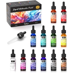 image:imageNicpro 12 Colors Liquid Watercolor Paint Set 30ml 1oz Ink Dropper Bottles  Liquid Watercolor Paint NonToxic Water Colors Painting Supplies for Calligraphy Illustration Journaling amp Crafts