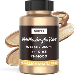 image:imageNicpro Metallic Violet Acrylic Paint 845oz250ml Purple Craft Paint  Large Non Toxic Non Fading Art Paint for Wood Metal Clay Fabric Canvas Ceramic Furniture HandcraftsSahara Gold