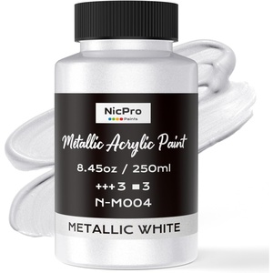 image:imageNicpro Metallic Violet Acrylic Paint 845oz250ml Purple Craft Paint  Large Non Toxic Non Fading Art Paint for Wood Metal Clay Fabric Canvas Ceramic Furniture HandcraftsPearl White