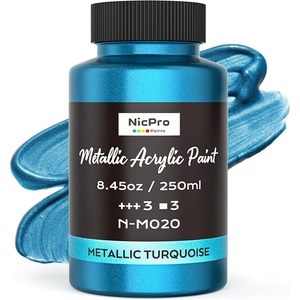 image:imageNicpro Metallic Violet Acrylic Paint 845oz250ml Purple Craft Paint  Large Non Toxic Non Fading Art Paint for Wood Metal Clay Fabric Canvas Ceramic Furniture HandcraftsMetallic Turquoise