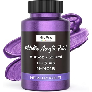 image:imageNicpro Metallic Violet Acrylic Paint 845oz250ml Purple Craft Paint  Large Non Toxic Non Fading Art Paint for Wood Metal Clay Fabric Canvas Ceramic Furniture HandcraftsMetallic Violet