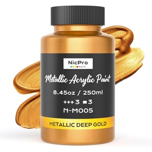 image:imageNicpro Metallic Violet Acrylic Paint 845oz250ml Purple Craft Paint  Large Non Toxic Non Fading Art Paint for Wood Metal Clay Fabric Canvas Ceramic Furniture HandcraftsDeep Gold