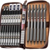 image:imageNicpro 33PCS Black Metal Mechanical Pencil Set in Leather Case Art Drafting Pencil 03 05 07 09 mm 2mm Lead Holders for Sketching Drawing with 18 Tube 6B 4B 2B HB 2H 4H Colors Lead RefillsBlack