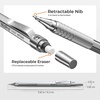 image:imageNicpro 33PCS Black Metal Mechanical Pencil Set in Leather Case Art Drafting Pencil 03 05 07 09 mm 2mm Lead Holders for Sketching Drawing with 18 Tube 6B 4B 2B HB 2H 4H Colors Lead RefillsSilver