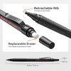 image:imageNicpro 33PCS Black Metal Mechanical Pencil Set in Leather Case Art Drafting Pencil 03 05 07 09 mm 2mm Lead Holders for Sketching Drawing with 18 Tube 6B 4B 2B HB 2H 4H Colors Lead RefillsBlack